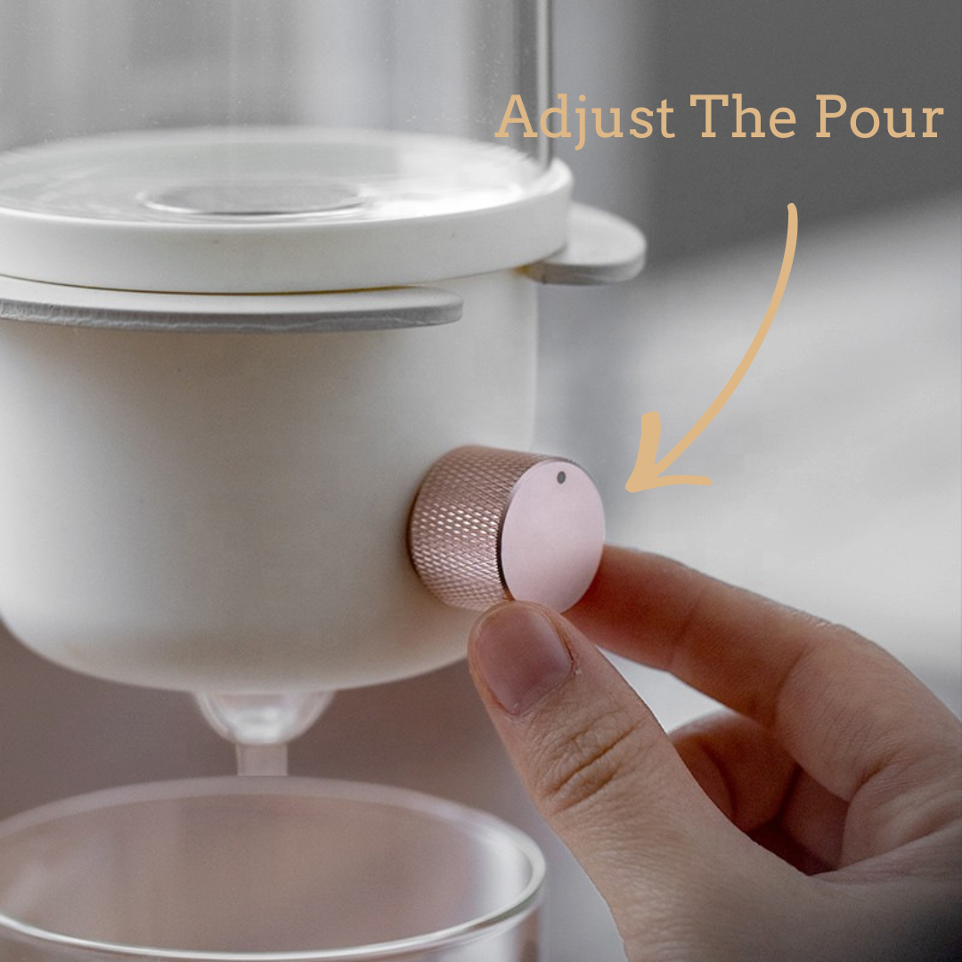 Adjusting a knob on a white teapot